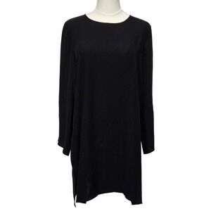 Eileen Fisher Tunic Dress Womens Small‎ Silk Georgette Crepe Long Sleeve NWT